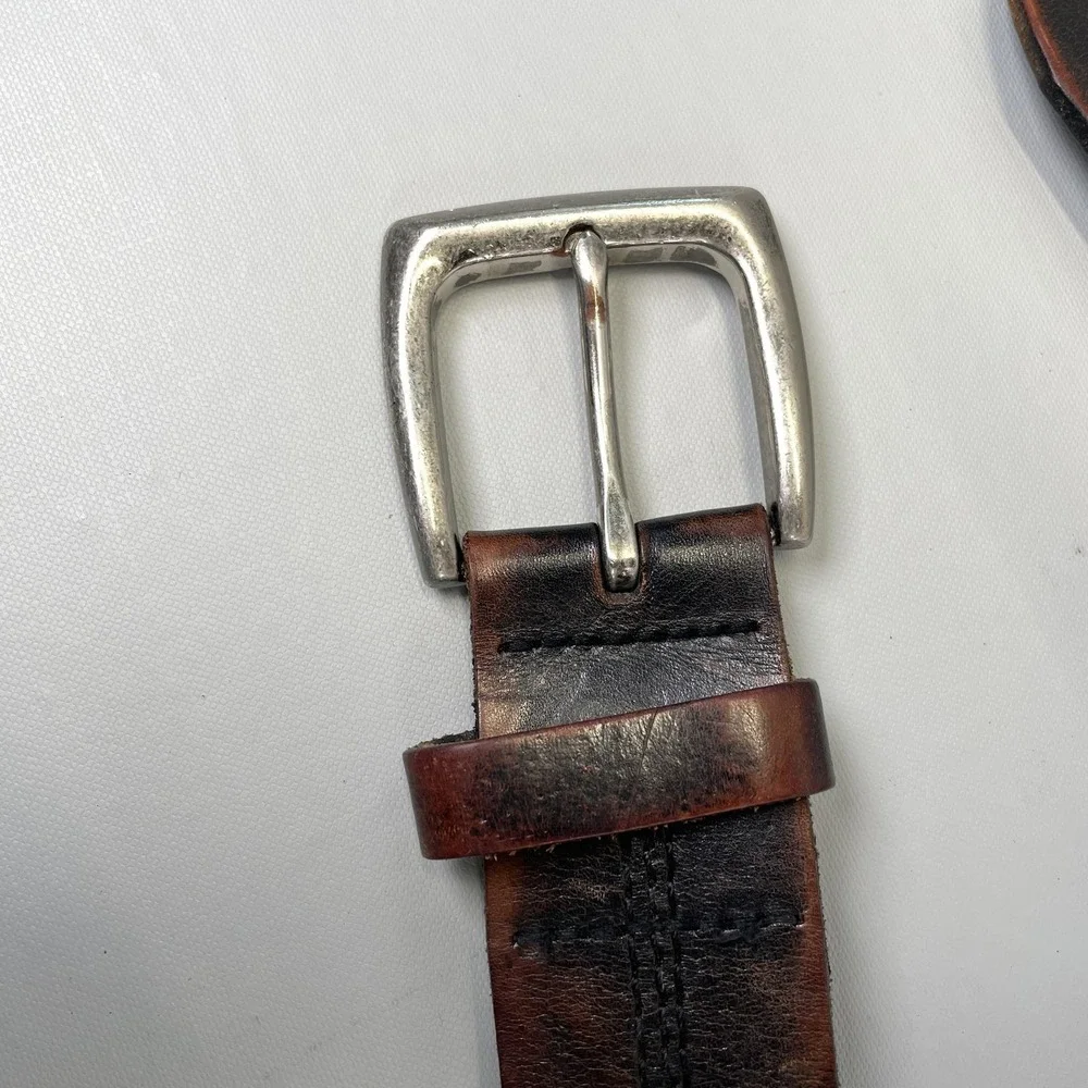 Carhartt Belt Mens Medium Brown Genuine Leather Grommet Rivet Workwear 2216